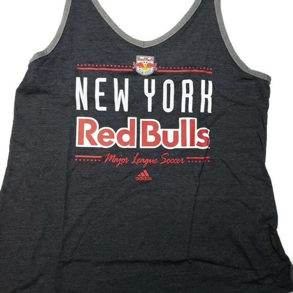Adidas Womens Size XL MLS New York Red Bulls Honeycomb Lines V Neck Tank Navy - Picture 2 of 4